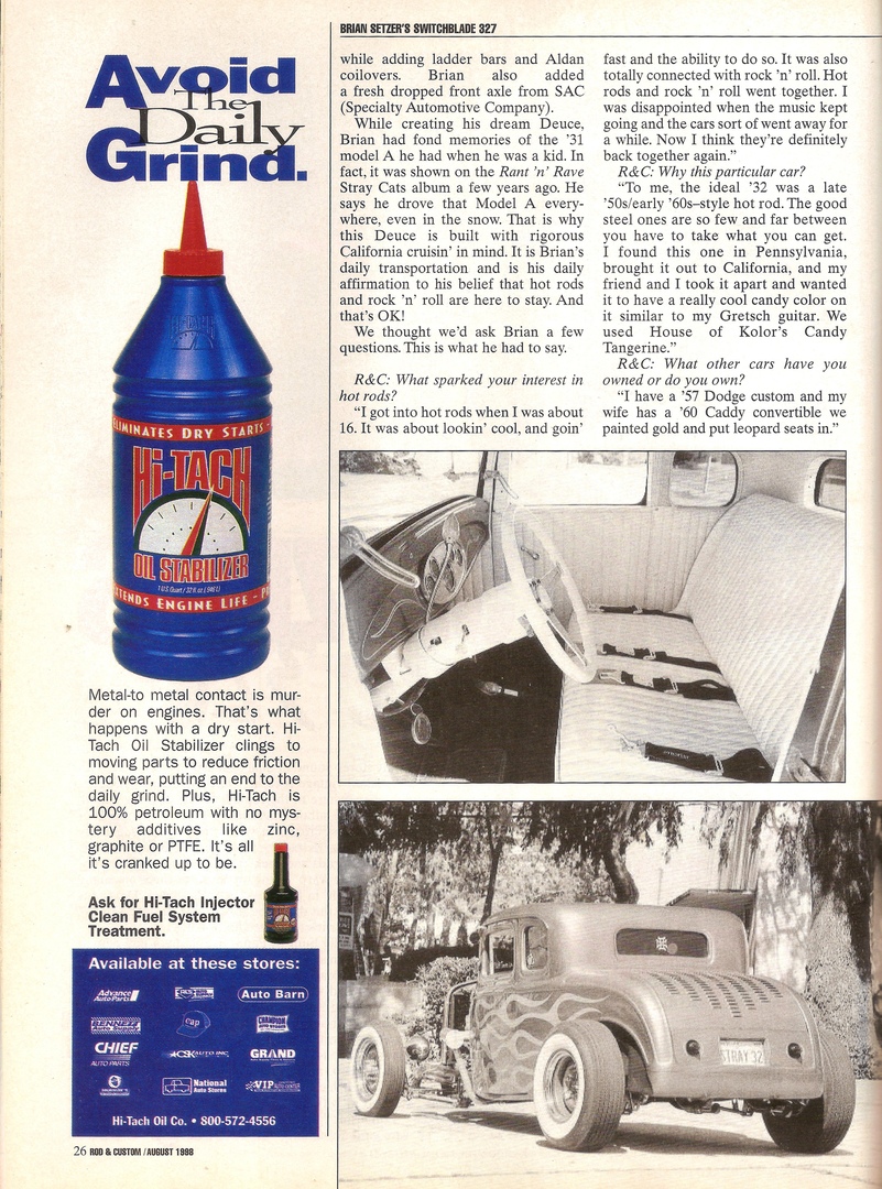 Scan of Rod & Custom magazine for August 1998, second page of the article