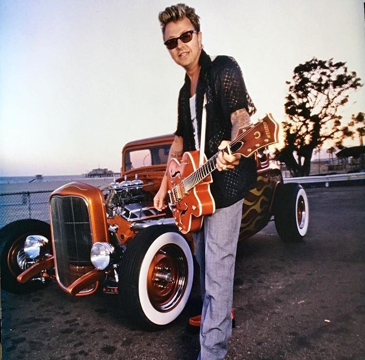 Brian Setzer with guitar & Switchblade 327 photo