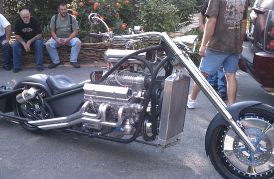 Custom drag chopper with blown V8 thumbnail photo