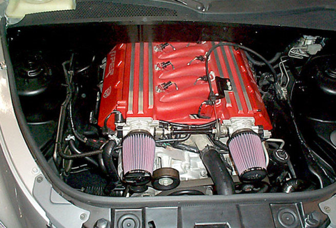 PT Cruiser with a V10 Viper engine close up