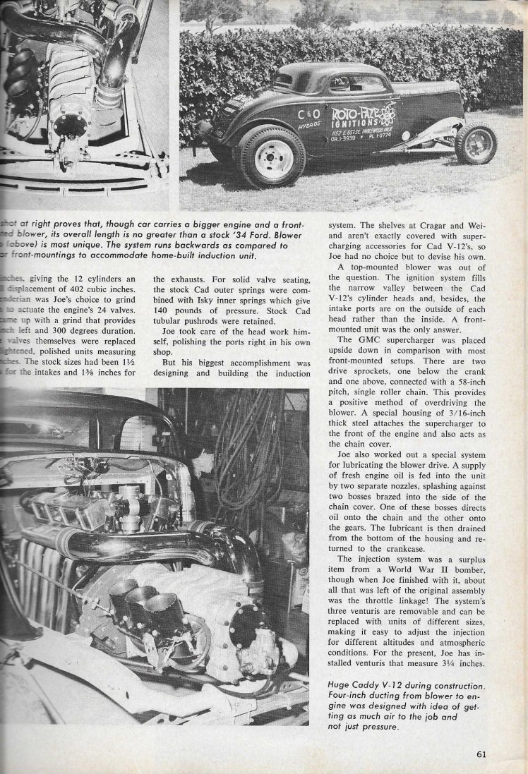 Caddy V12 powered Ford Popular Hot Rodding article page 61