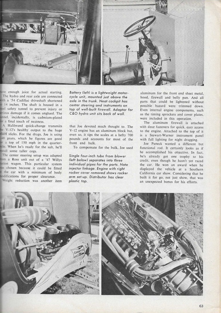 Caddy V12 powered Ford Popular Hot Rodding article page 63