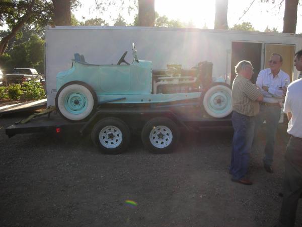 Dodge hot-rod with Cadillac V16 on a trailer