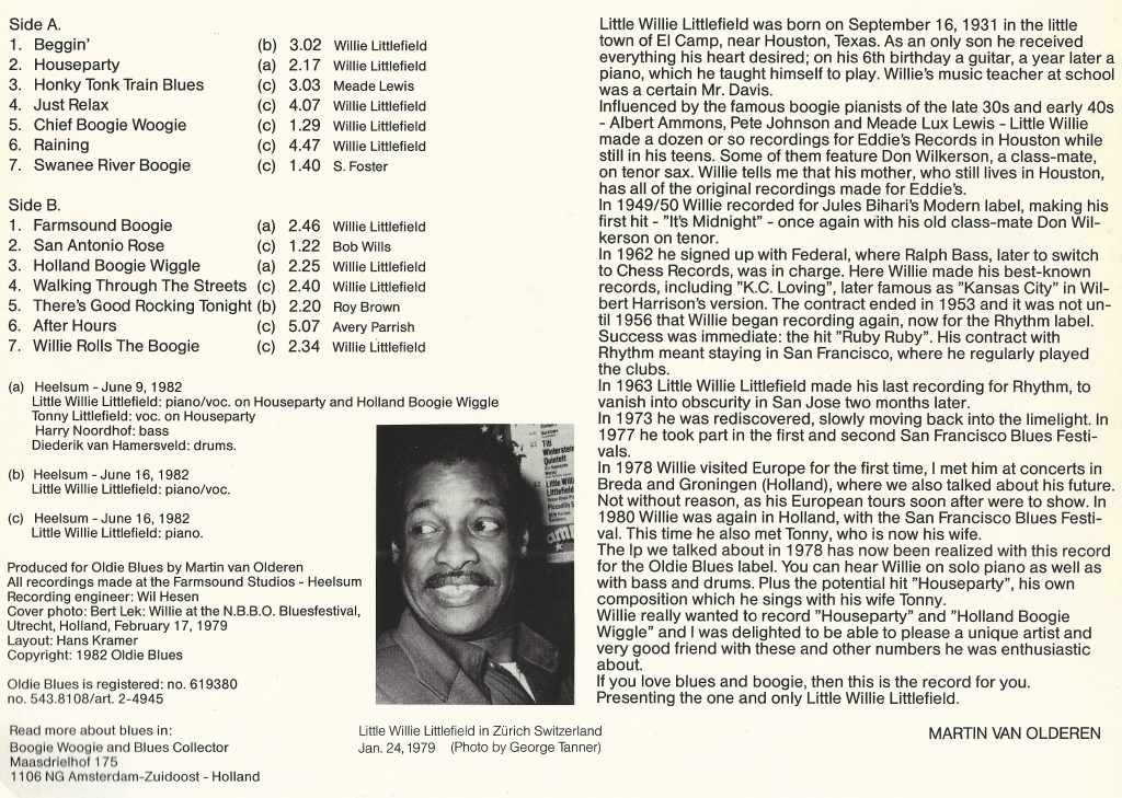 Houseparty back of the vinyl sleeve, almost full