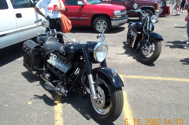 The first of two Olson's motorcycles with Lincoln-Zephyr V12 front