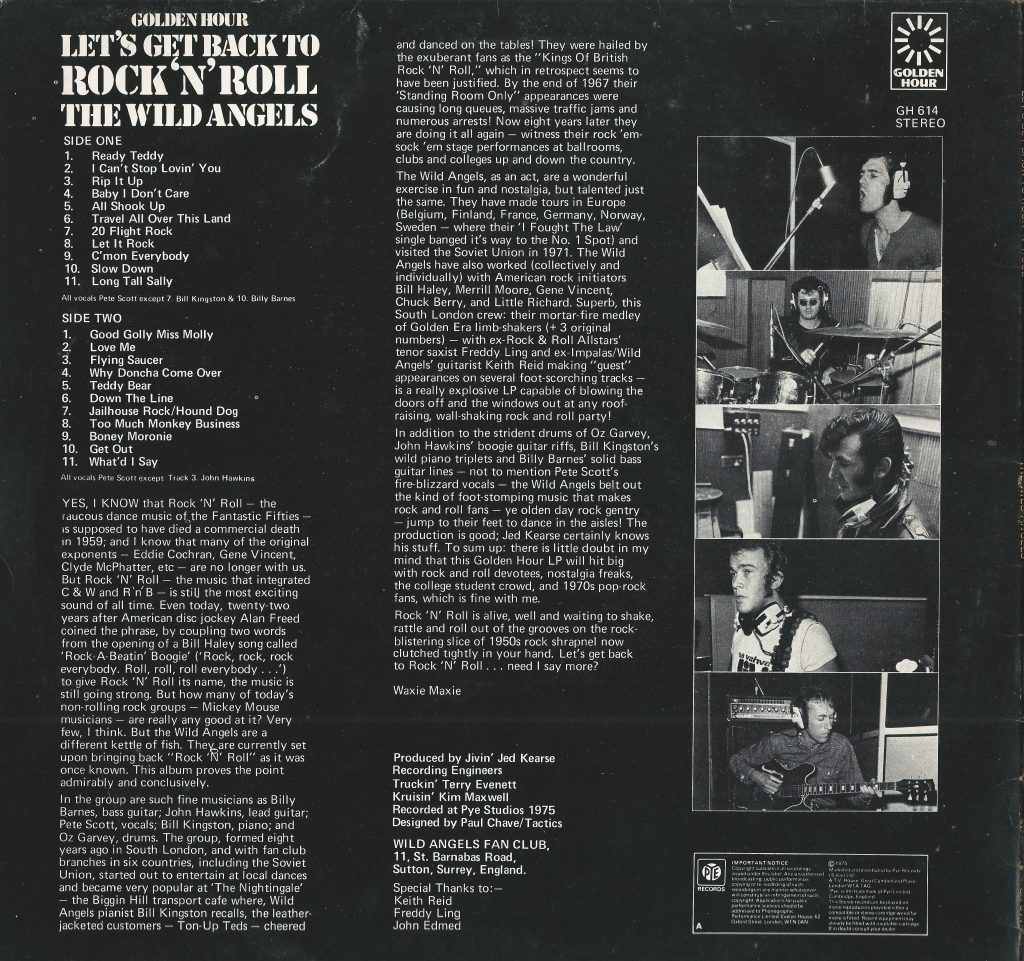 Wild Angels - Let's Get Back To Rock'n'Roll (1975) sleeve scan back