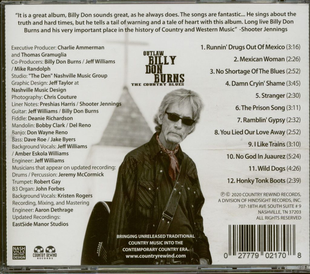 Billy Don Burns, The Country Blues, CD backdrop