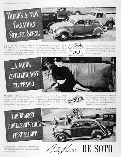 Print advertisement for DeSoto Airflow car in Canada.