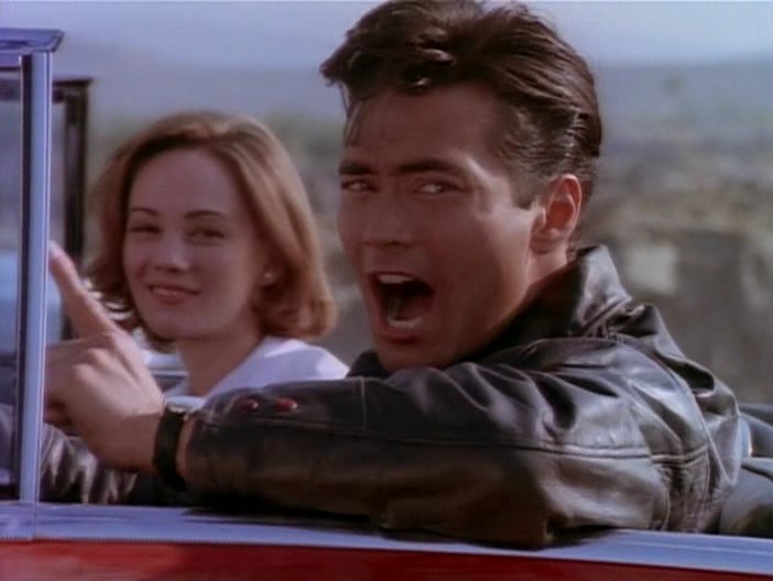The hijacker's Dragstrip Girl, a frame from the movie