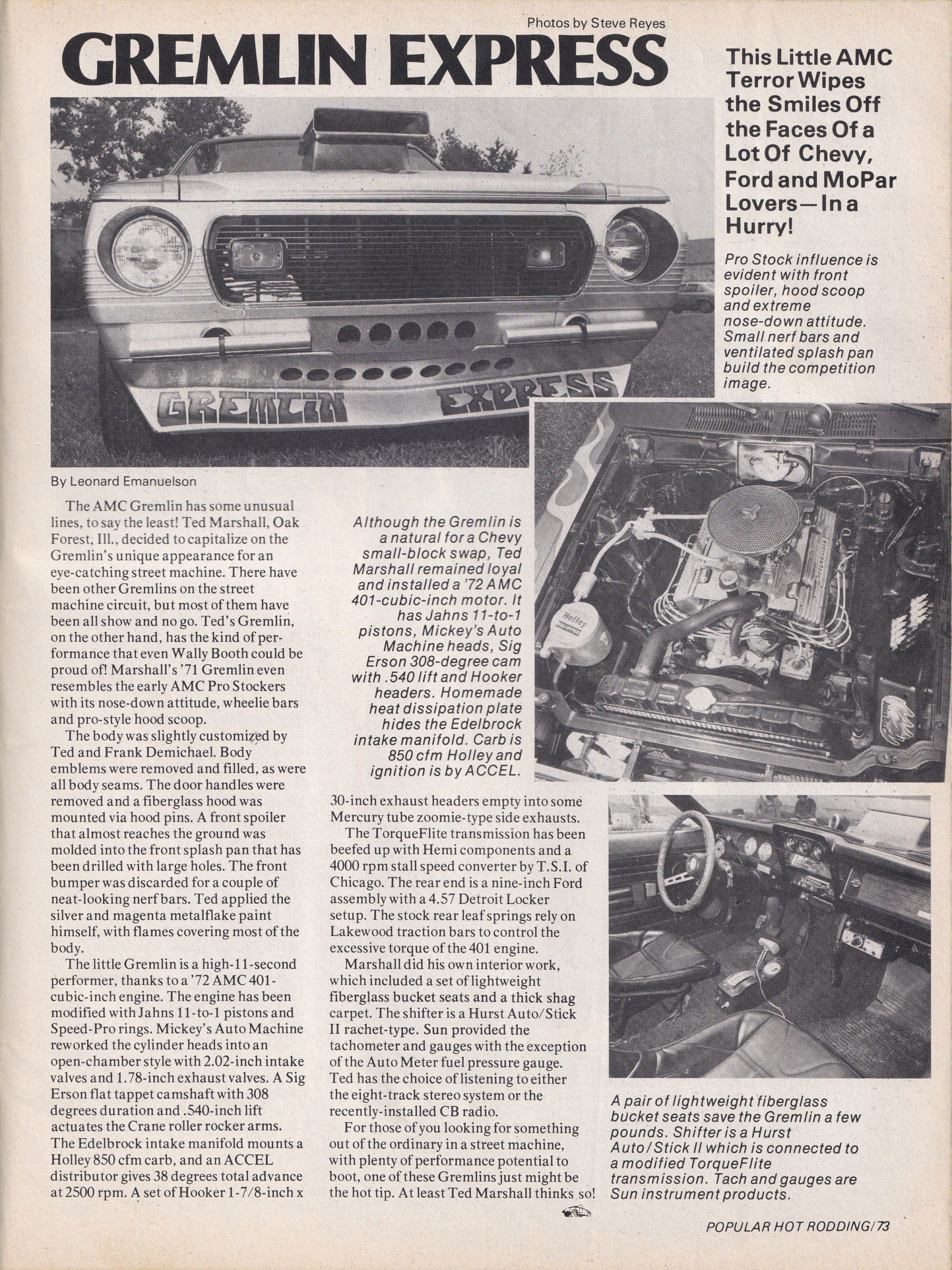 Gremlin Express, article from Popular Hot Rodding, November 1975.