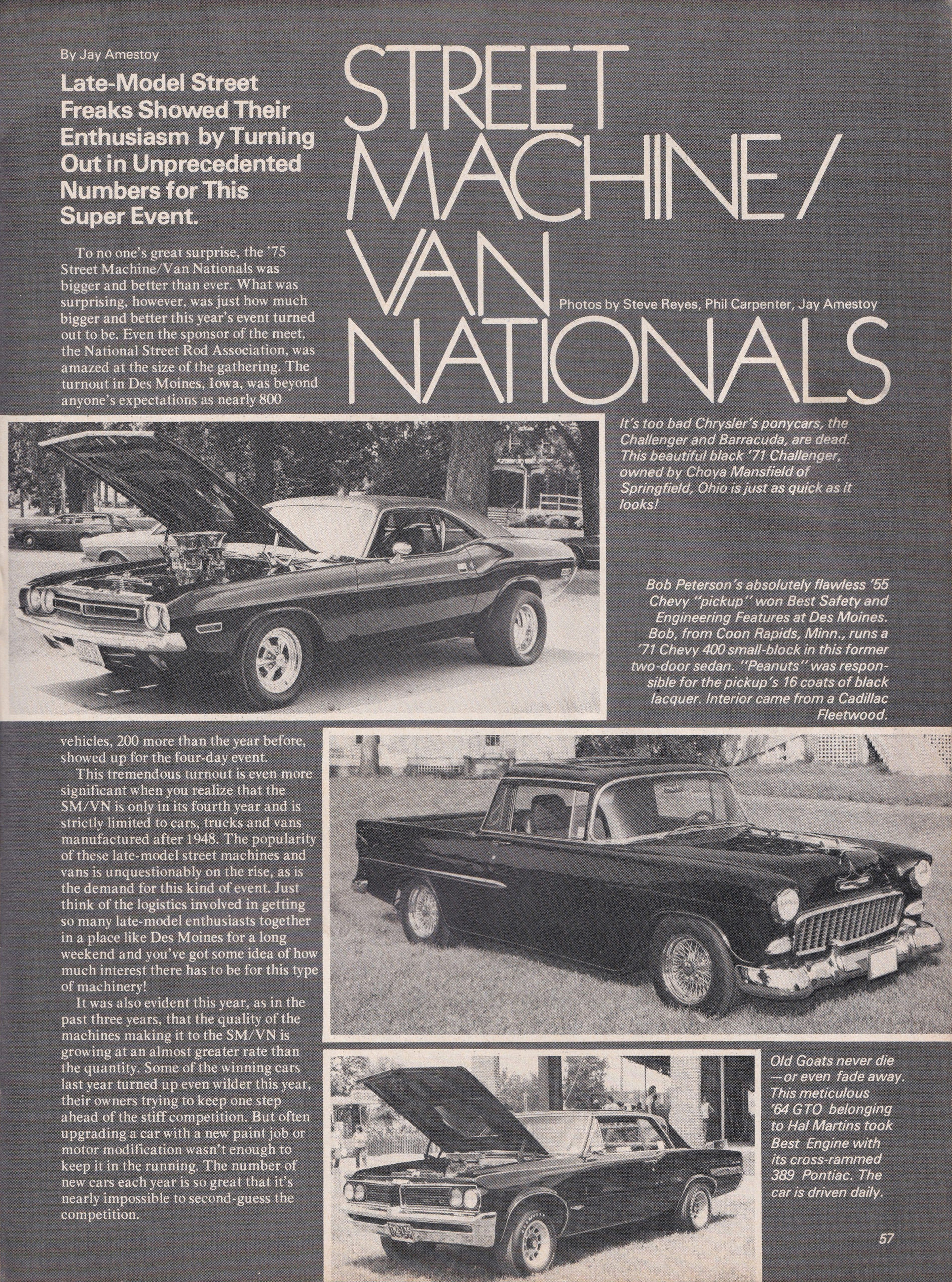 Street Machine / Van Nationals section from October 1975 issue of Popular Hot Rodding, page 2.