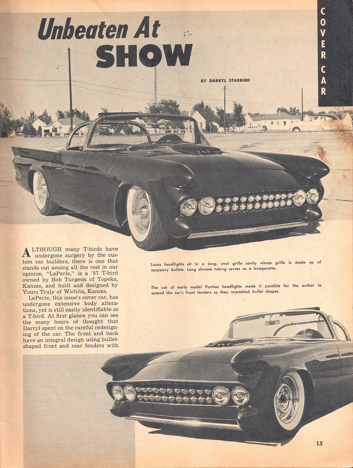 Page 1 of Le Perle article from August 1961 issue of Speed Mechanics magazine.