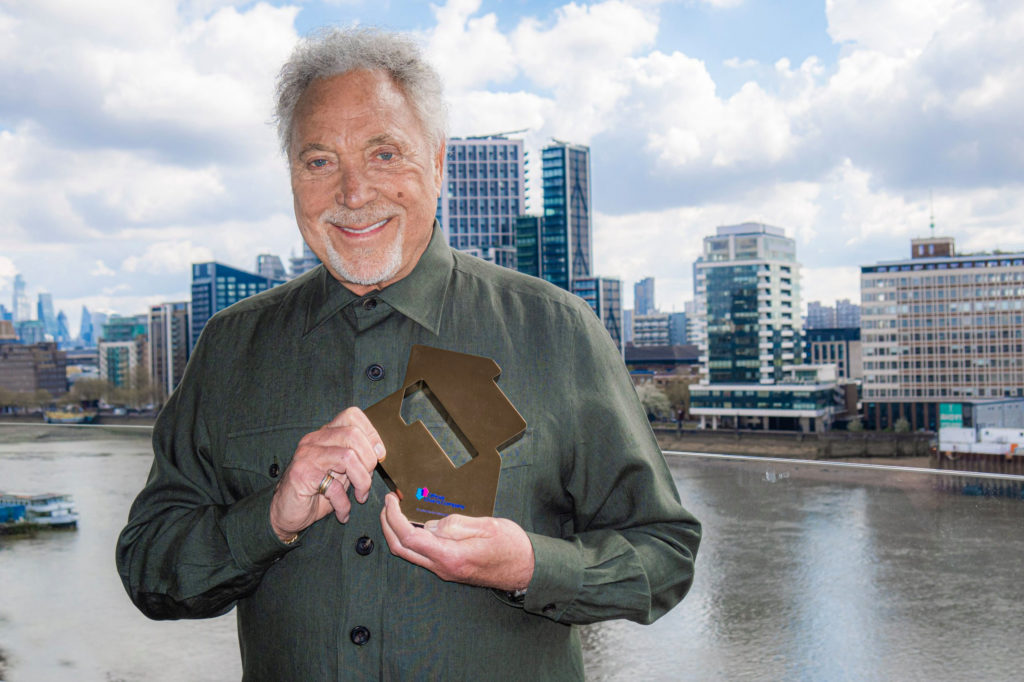 Tom Jones with the 1st Place album award, 2021