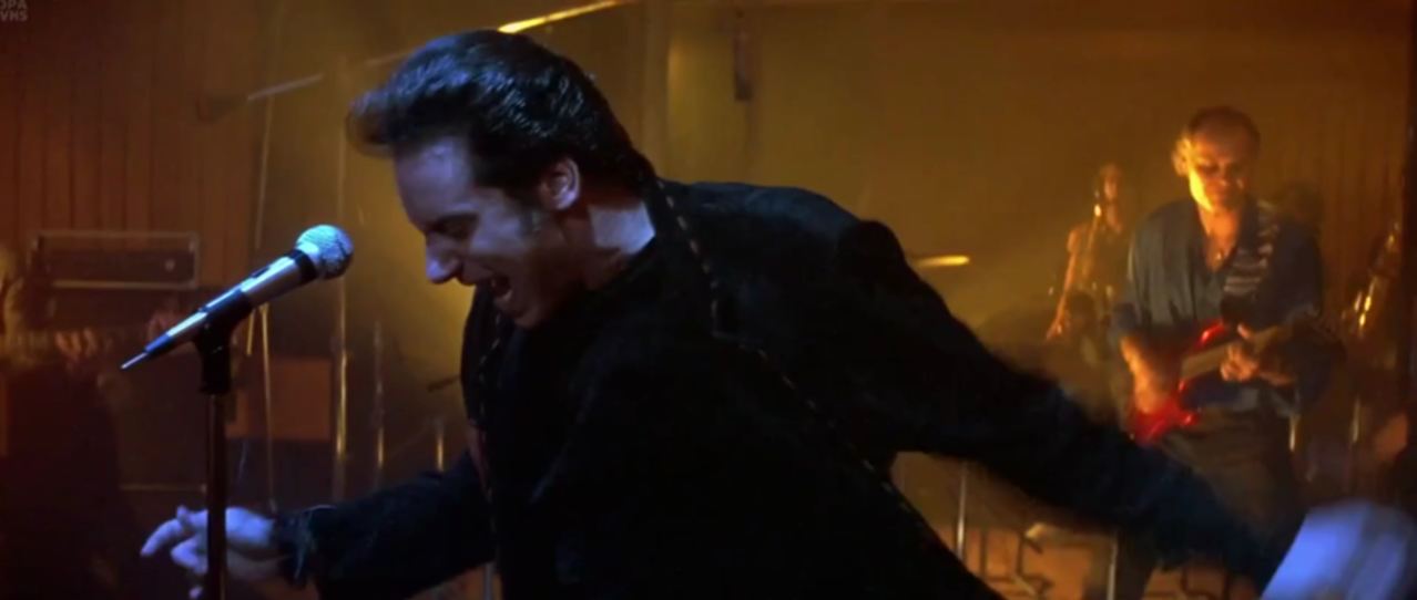 Ford Fairlane sings rock and roll in the studio, a shot from the movie