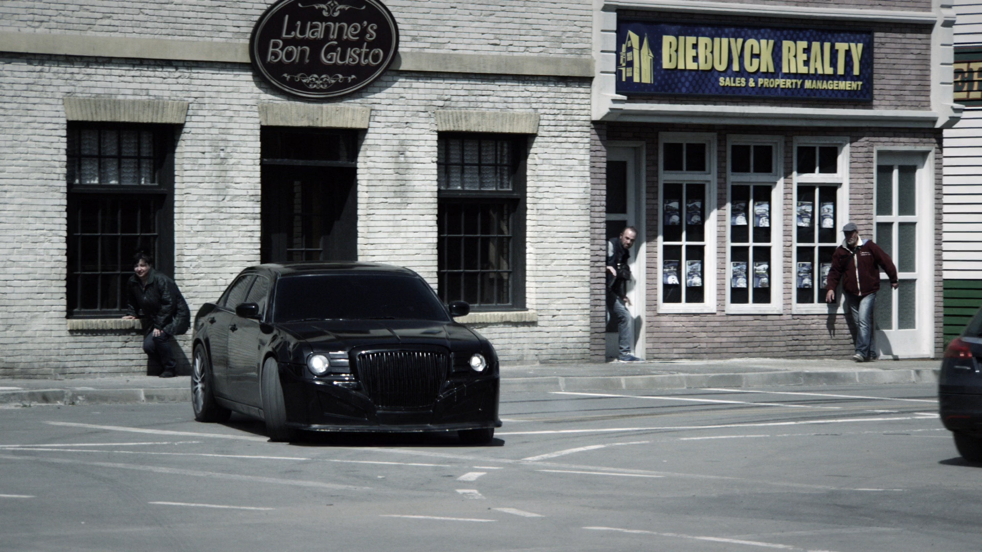 Chrysler 300C from the movie The Car 2019, the frame is in motion.