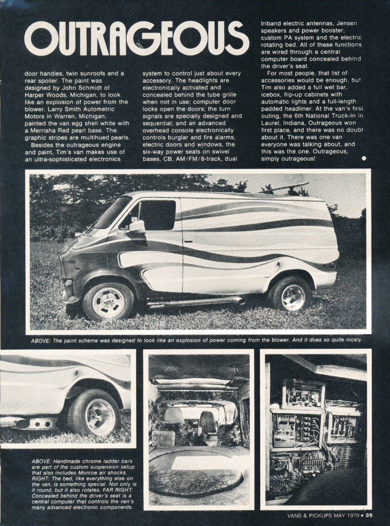 Dodge Van Tradesman Outrageous, scan from Vans & Pickups magazine for May 1979, page 35