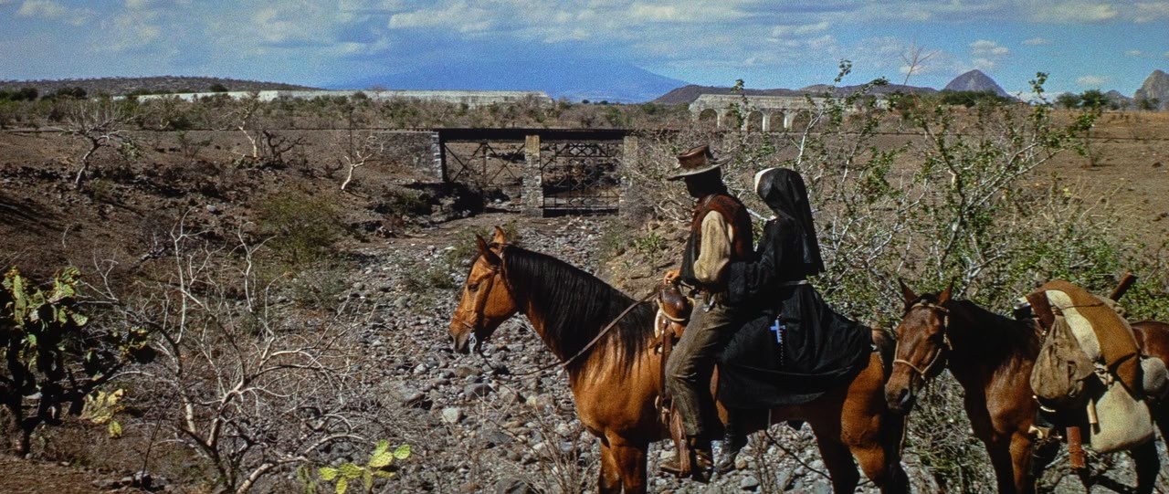 Two mules for Sarah's Sister, a still from the movie