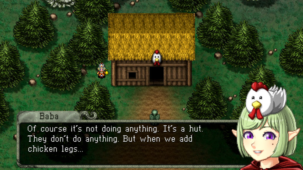 Baba Yaga and the hut on chicken legs, screenshot from the game Cthulhu Saves Christmas