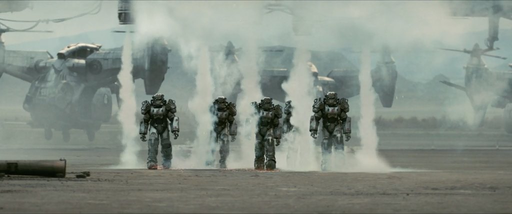 Knights of the Brotherhood of Steel in exoskeletons, TV series Fallout, 2024
