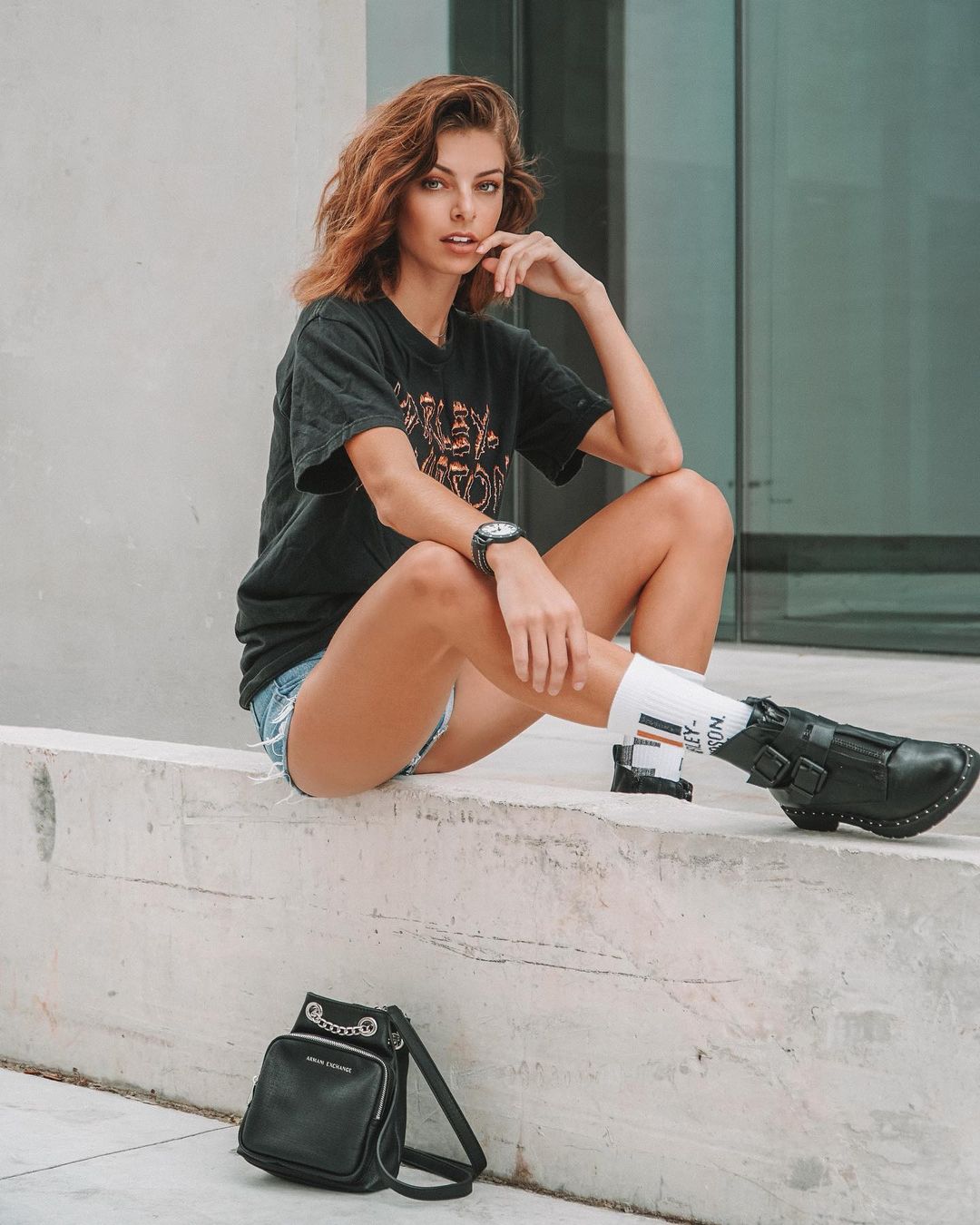 Jessica Martin, pictured in a black T-shirt and shorts