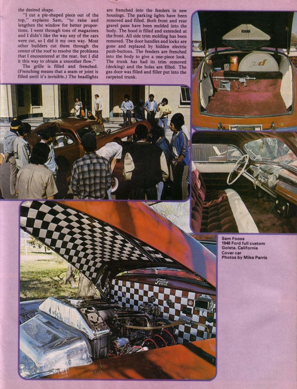 About Sam Fuze's 1948 Ford from Custom & Rod Ideas magazine, August 1977, page 2.