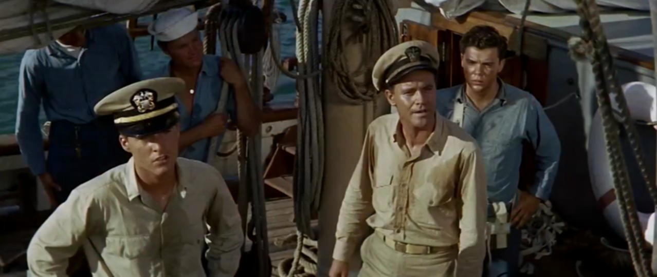 Ricky Nelson and Jack Lemmon in the movie The Wackiest Ship in the Army