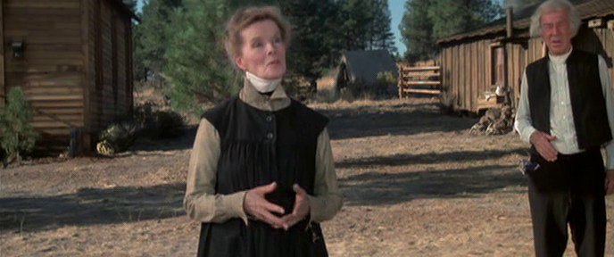 Miss Yula Goodnight (Katharine Hepburn) fearlessly admonishes bandits