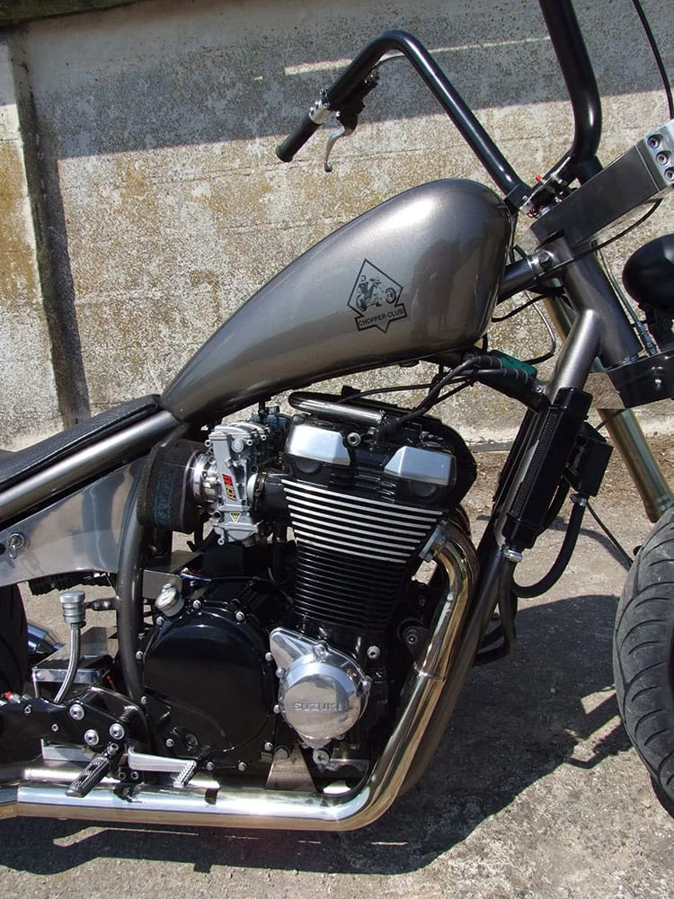 Custom motorcycle with Suzuki inline four-cylinder engine, photo 08.