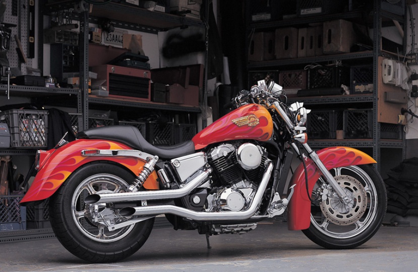 Custom Honda VT1100 motorcycle from Cobra Customs workshop, photo 01.