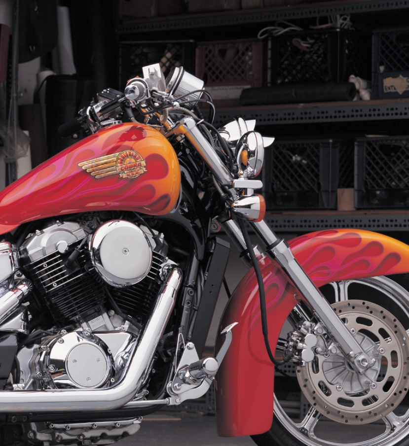 Custom Honda VT1100 motorcycle from Cobra Customs workshop, photo 02.