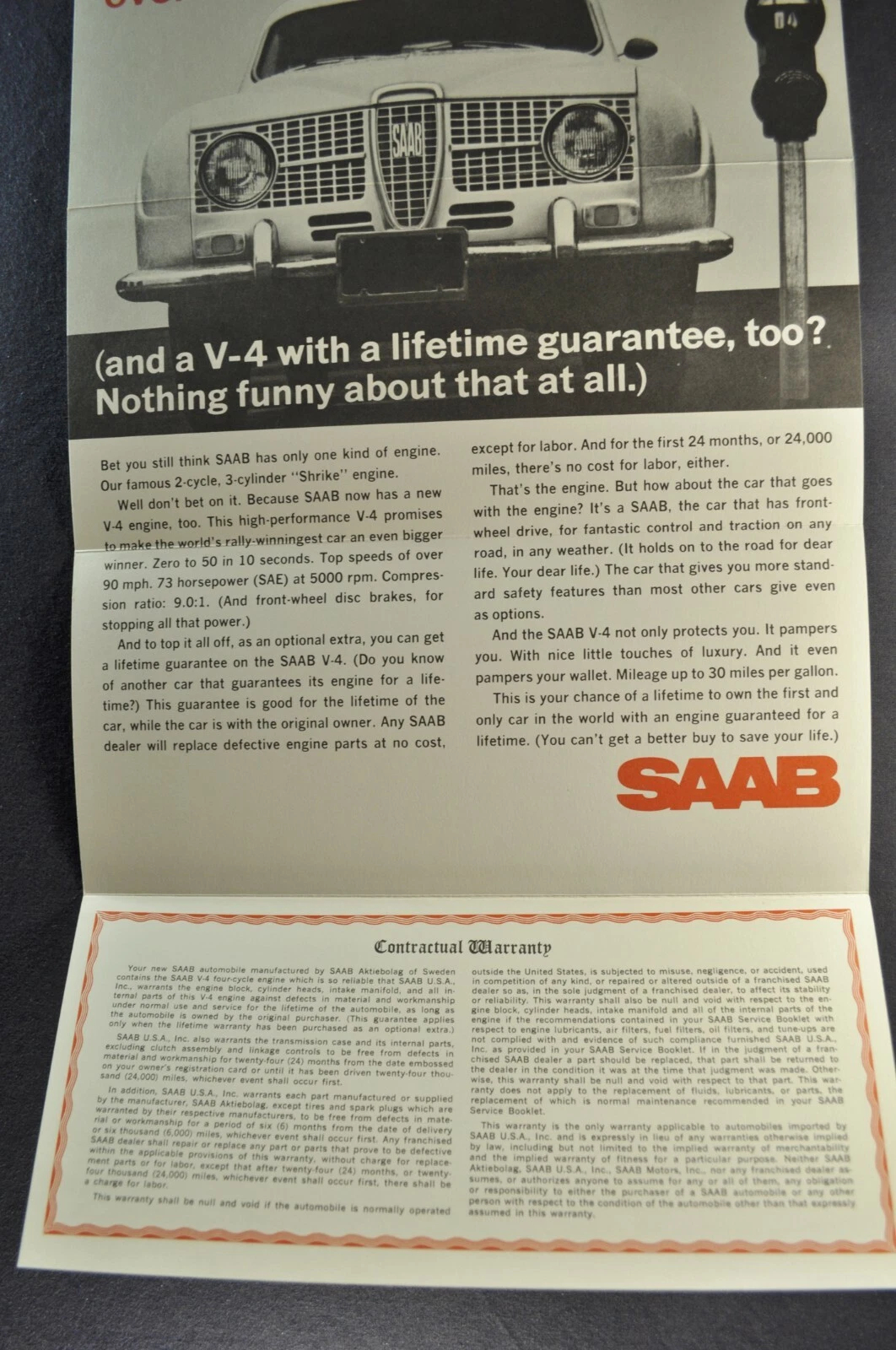 Advertisement for the V4 engine from SAAB, photo 01.