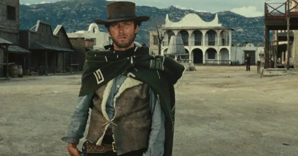 Clint Eastwood, The Man Without a Name, a shot from the movie A Fistful of Dollars 1964, Sergio Leone