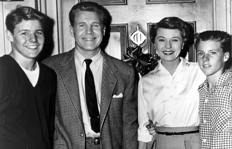The Nelson family in the 1950s, David, Ozzy, Harriet, Ricky 