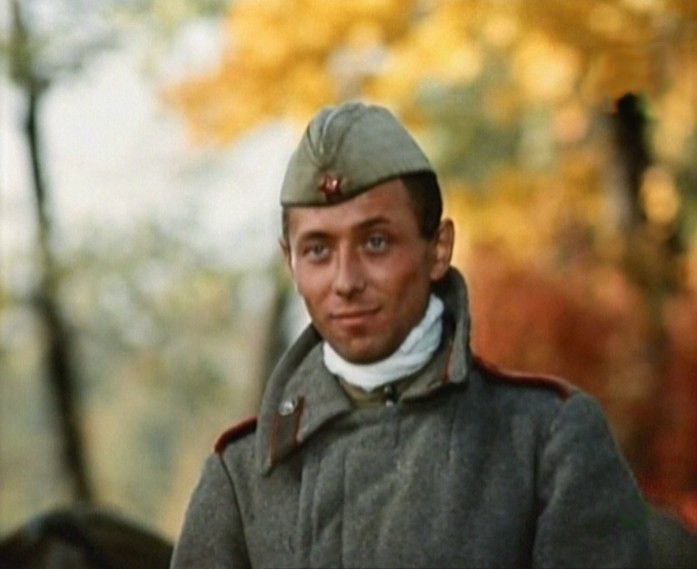 A shot from the movie Zhenya, Zhenechka and Katyusha with Oleg Dahl