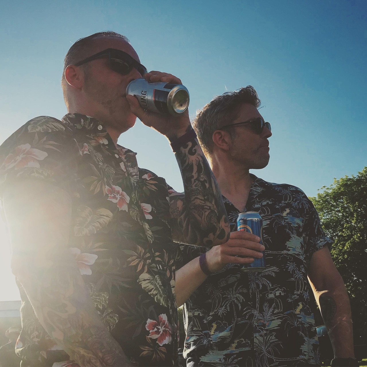 Frankie and Kevin drink beer