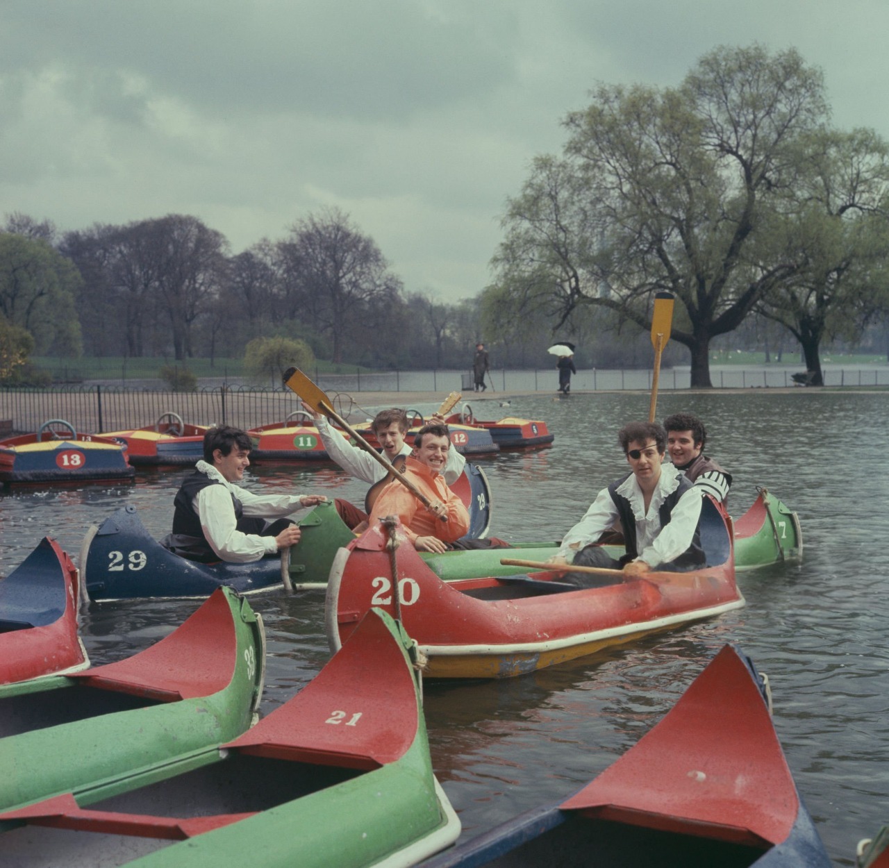 Johnny Kidd & the Pirates, on the lake in Regent's Park, London, circa 1965