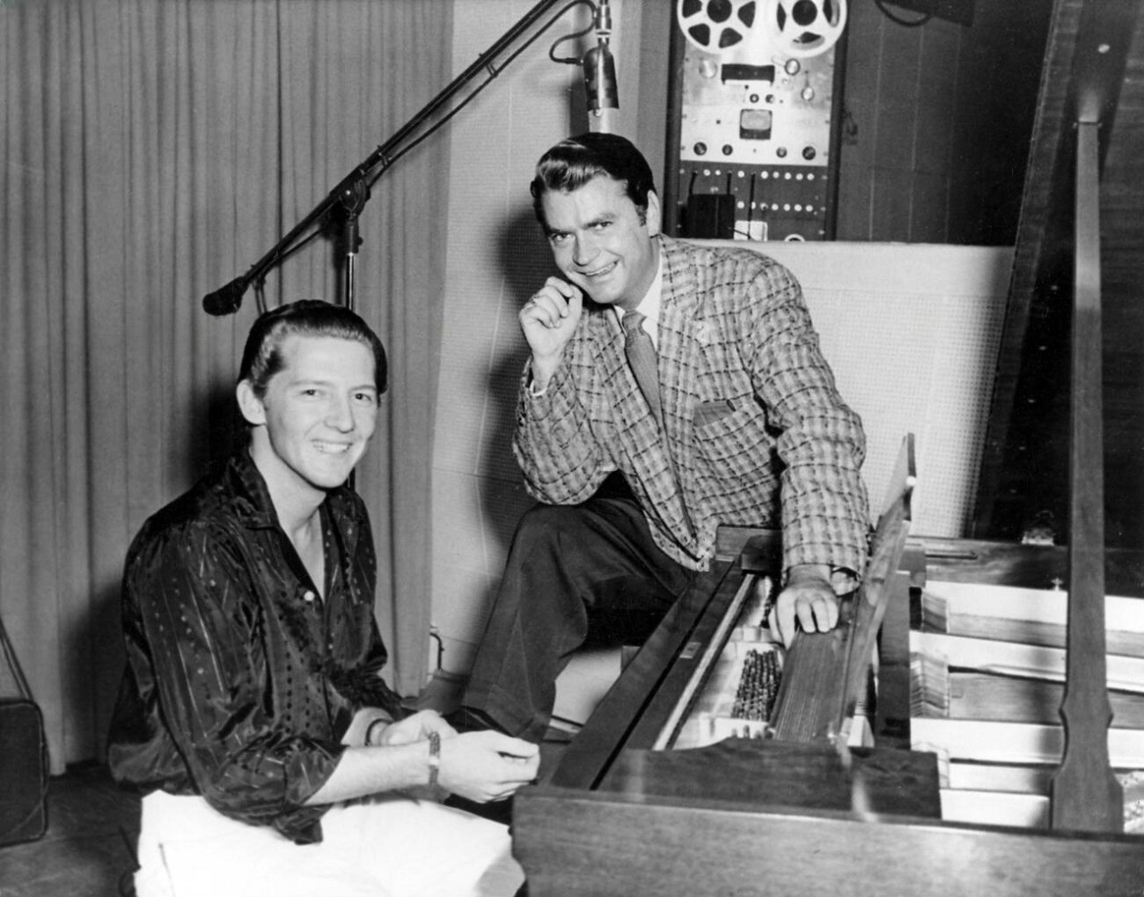 Jerry Lee Lewis and Sam Phillips at Sun Records Studio
