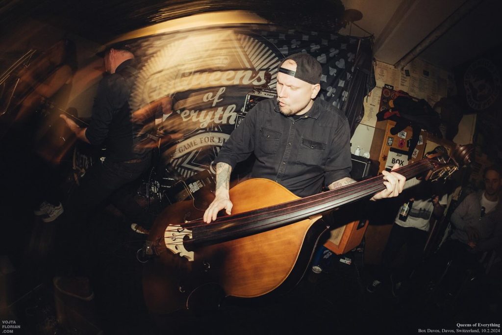 Double bass player Queens of Everything