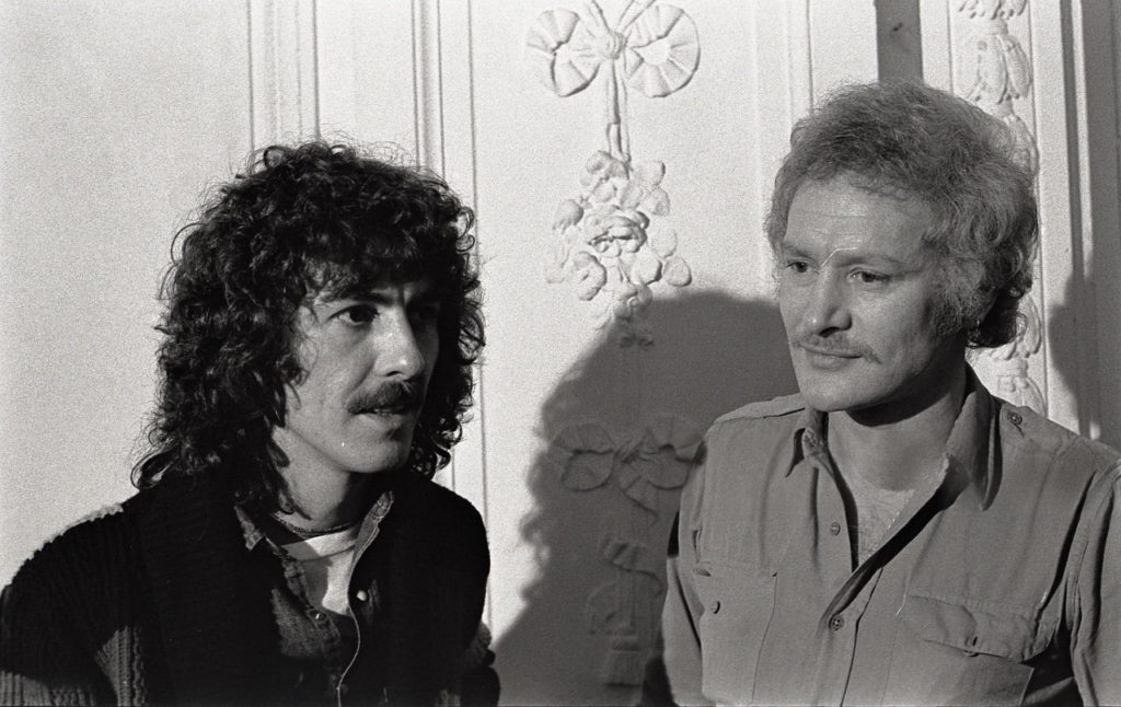 George Harrison and Tony Sheridan at the presentation of the album Thirty Three & 1/3, 1977