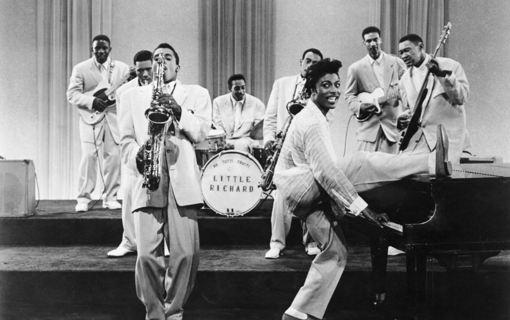 drummer Charles Connor with Little Richard and the band Upsetters, a shot from the movie Mr. Rock and Roll