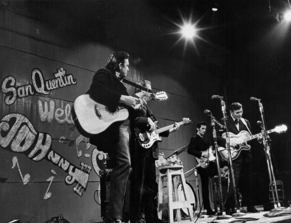 Johnny Cash with Carl Perkins at a concert at San Quentin Prison