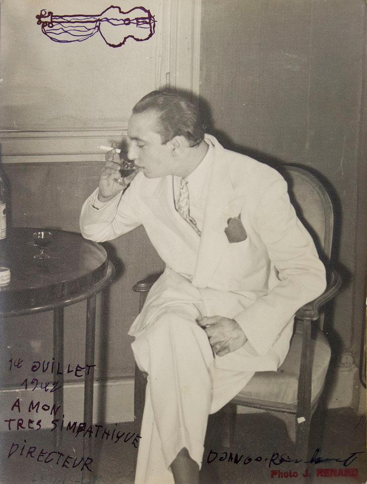Photo signed by Django Reinhardt himself, 1942
