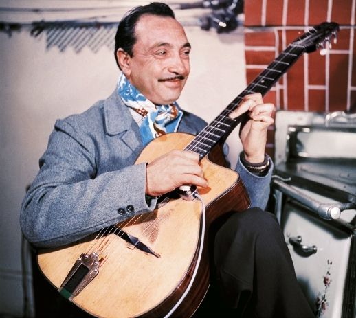 Django Reinhardt, photo in color, late 1940s, early 1950s
