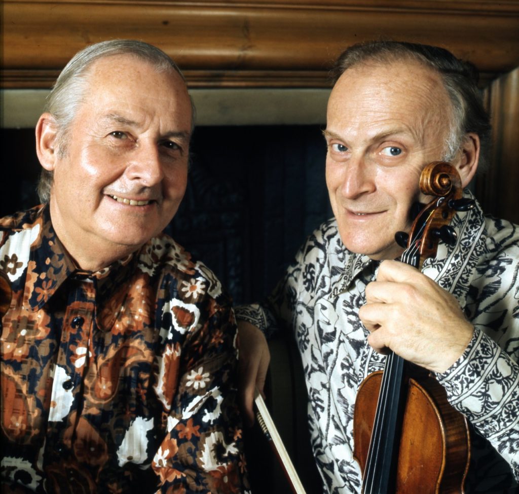 Stephane Grappelli and Yehudi Menuhin, photo by Allan Warren