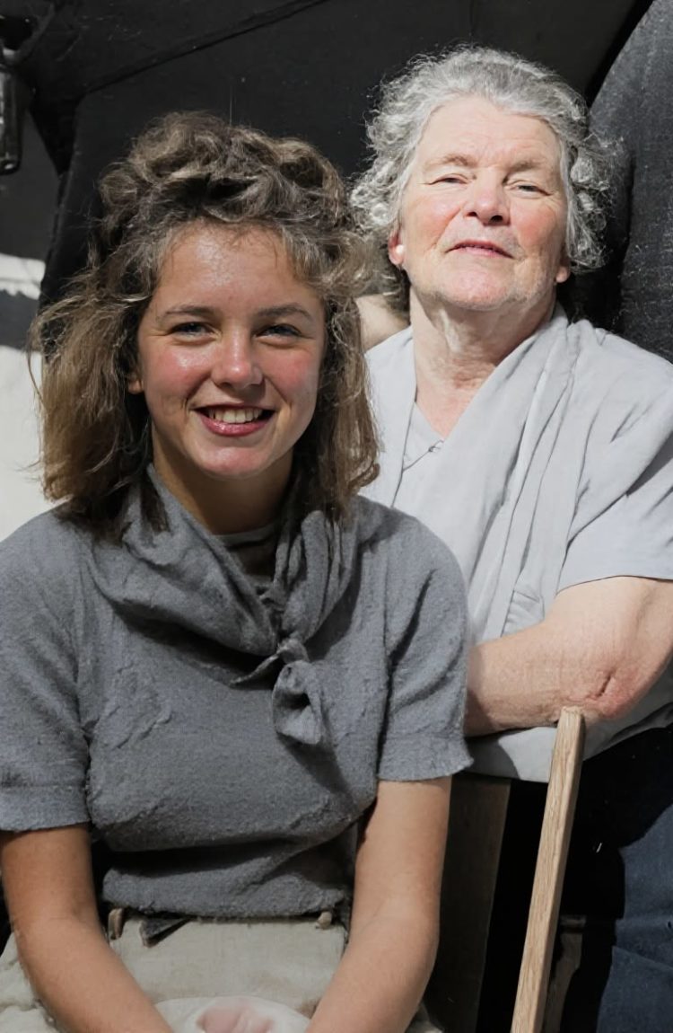 Norma Jeane Baker, 11 years old with her grandma